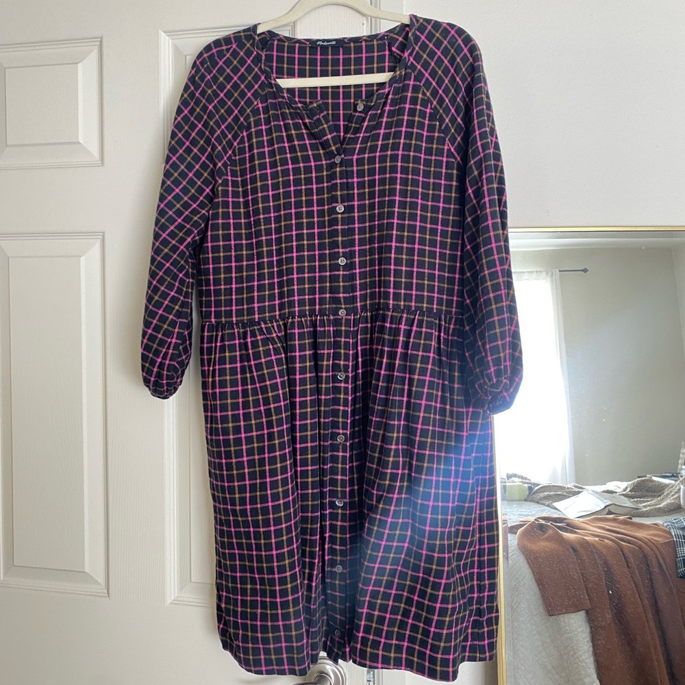 Madewell Gingham Flannel Dress